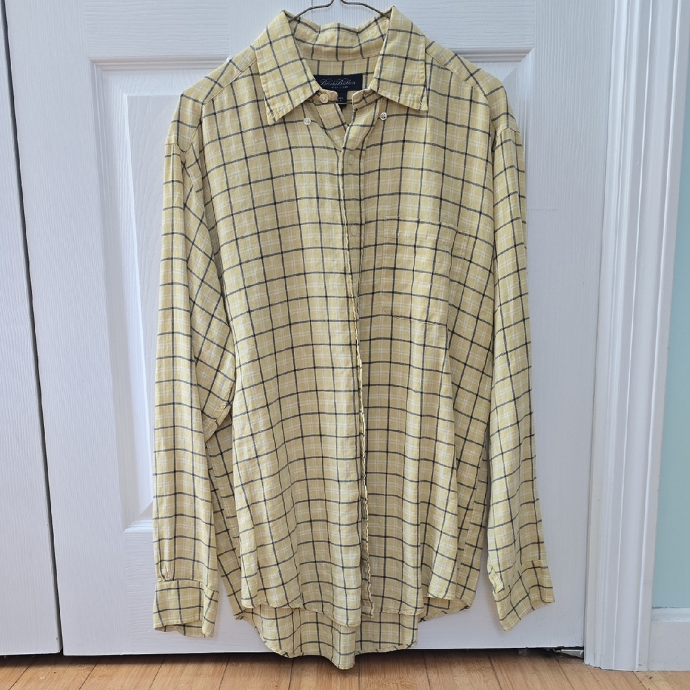 Brooks Brothers Yellow Check Men's Shirt